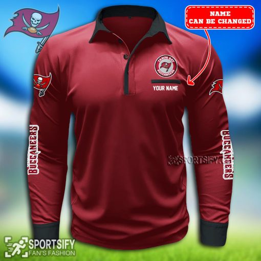 LSPP0127 - Custom Tampa Bay Buccaneers Long Sleeve Pocket Polo Shirt-Sportsify