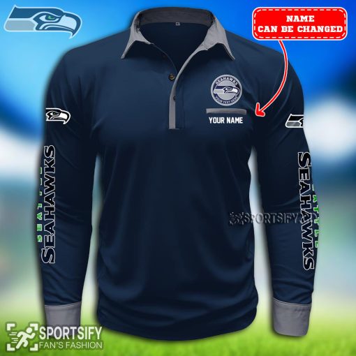 LSPP0126 - Custom Seattle Seahawks Long Sleeve Pocket Polo Shirt-Sportsify