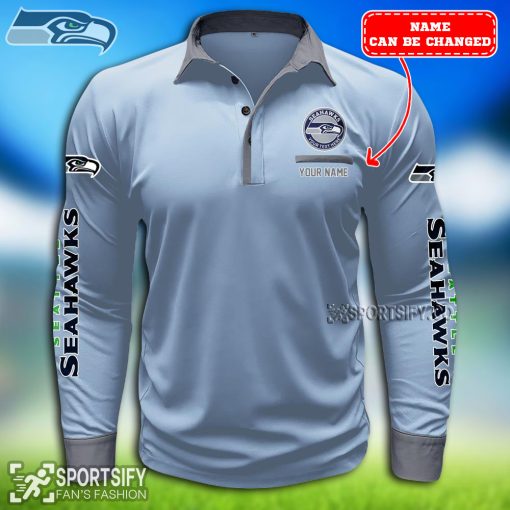 LSPP0126 - Custom Seattle Seahawks Long Sleeve Pocket Polo Shirt-Sportsify