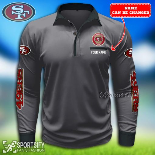 LSPP0125 - Custom San Francisco 49ers Long Sleeve Pocket Polo Shirt-Sportsify