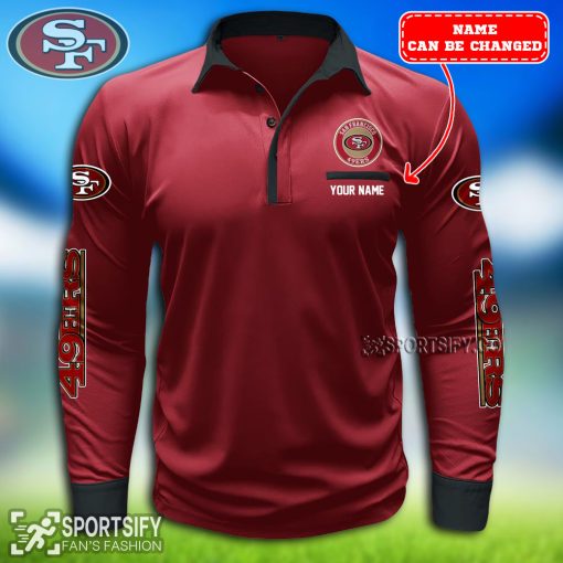 LSPP0125 - Custom San Francisco 49ers Long Sleeve Pocket Polo Shirt-Sportsify