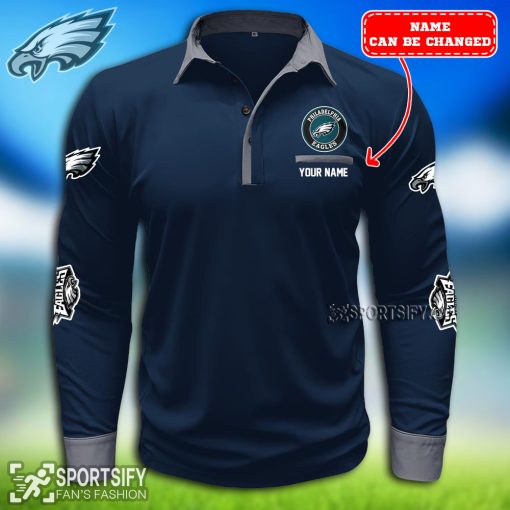 LSPP0123 - Custom Philadelphia Eagles Long Sleeve Pocket Polo Shirt-Sportsify