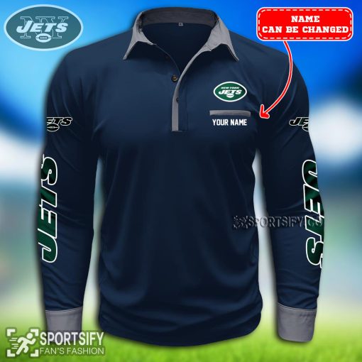 LSPP0122 - Custom New York Jets Long Sleeve Pocket Polo Shirt-Sportsify