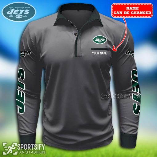 LSPP0122 - Custom New York Jets Long Sleeve Pocket Polo Shirt-Sportsify