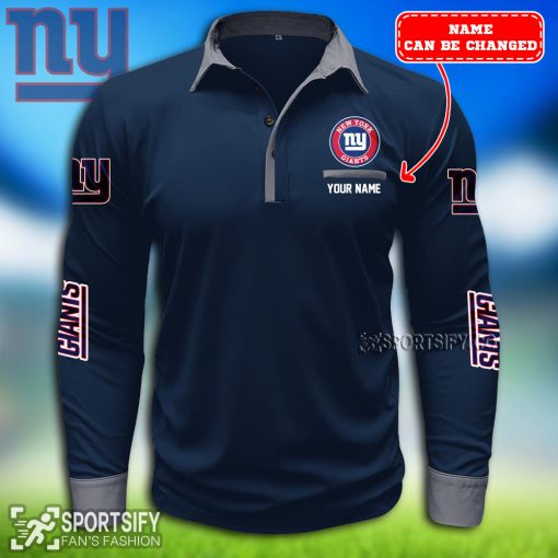 LSPP0121 - Custom New York Giants Long Sleeve Pocket Polo Shirt-Sportsify