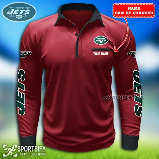 LSPP0122 - Custom New York Jets Long Sleeve Pocket Polo Shirt-Sportsify