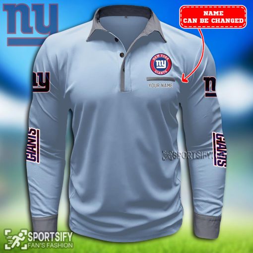 LSPP0121 - Custom New York Giants Long Sleeve Pocket Polo Shirt-Sportsify