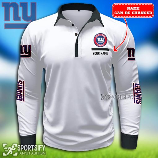 LSPP0121 - Custom New York Giants Long Sleeve Pocket Polo Shirt-Sportsify