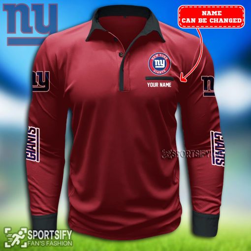 LSPP0121 - Custom New York Giants Long Sleeve Pocket Polo Shirt-Sportsify