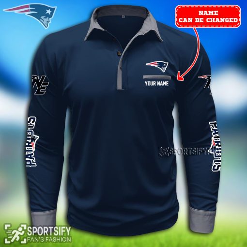 LSPP0119 - Custom New England Patriots Long Sleeve Pocket Polo Shirt-Sportsify