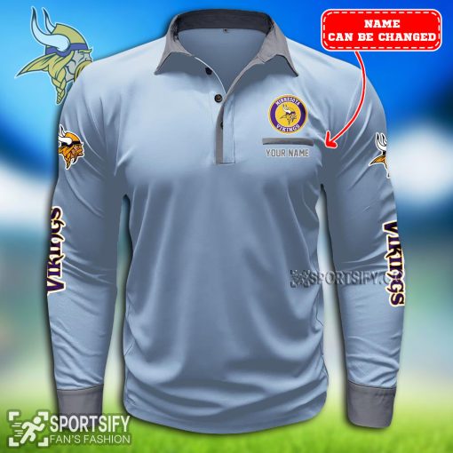 LSPP0118 - Custom Minnesota Vikings Long Sleeve Pocket Polo Shirt-Sportsify