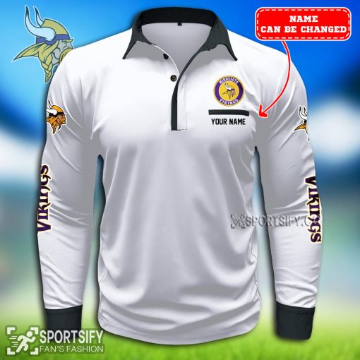 LSPP0118 - Custom Minnesota Vikings Long Sleeve Pocket Polo Shirt-Sportsify