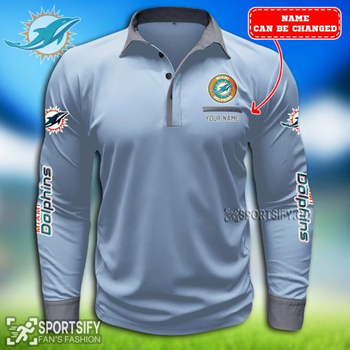 LSPP0117 - Custom Miami Dolphins Long Sleeve Pocket Polo Shirt-Sportsify