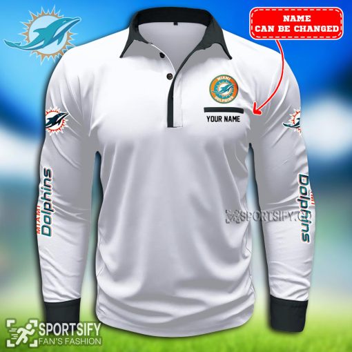 LSPP0117 - Custom Miami Dolphins Long Sleeve Pocket Polo Shirt-Sportsify