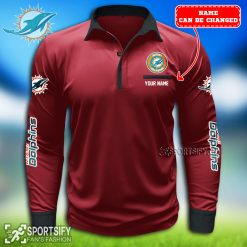 LSPP0117 - Custom Miami Dolphins Long Sleeve Pocket Polo Shirt-Sportsify