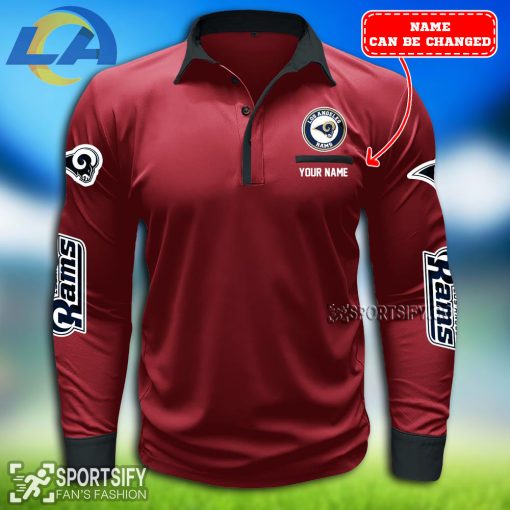 LSPP0116 - Custom Los Angeles Rams Long Sleeve Pocket Polo Shirt-Sportsify