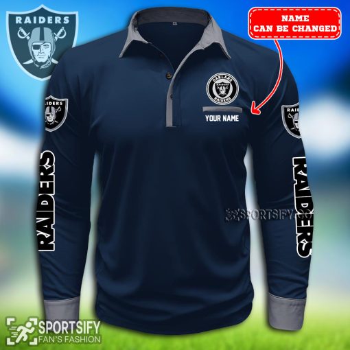 LSPP0115 - Custom Las Vegas Raiders Long Sleeve Pocket Polo Shirt-Sportsify