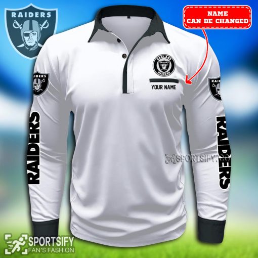 LSPP0115 - Custom Las Vegas Raiders Long Sleeve Pocket Polo Shirt-Sportsify