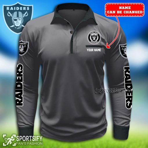 LSPP0115 - Custom Las Vegas Raiders Long Sleeve Pocket Polo Shirt-Sportsify