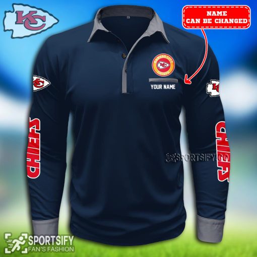 LSPP0114 - Custom Kansas City Chiefs Long Sleeve Pocket Polo Shirt-Sportsify