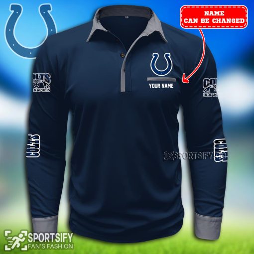 LSPP0112 - Custom Indianapolis Colts Long Sleeve Pocket Polo Shirt-Sportsify