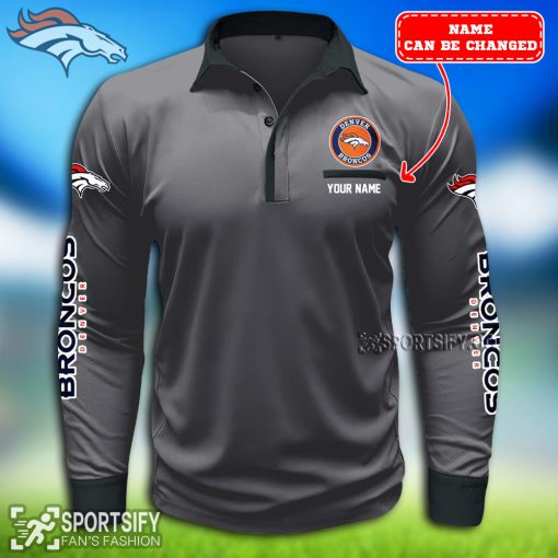 LSPP0108 - Custom Denver Broncos Long Sleeve Pocket Polo Shirt-Sportsify