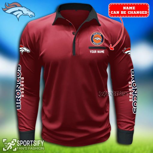 LSPP0108 - Custom Denver Broncos Long Sleeve Pocket Polo Shirt-Sportsify