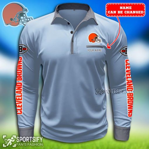 LSPP0106 - Custom Cleveland Browns Long Sleeve Pocket Polo Shirt-Sportsify