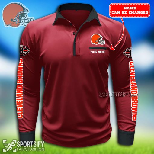 LSPP0106 - Custom Cleveland Browns Long Sleeve Pocket Polo Shirt-Sportsify