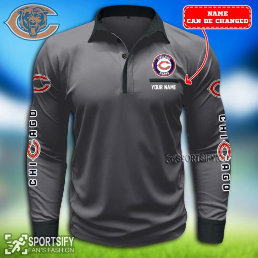 LSPP0105 - Custom Chicago Bears Long Sleeve Pocket Polo Shirt-Sportsify