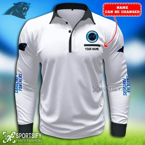 LSPP0104 - Custom Carolina Panthers Long Sleeve Pocket Polo Shirt-Sportsify