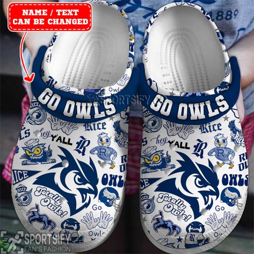 CLS01085 - Custom Rice Owls Clogs Shoes-Sportsify