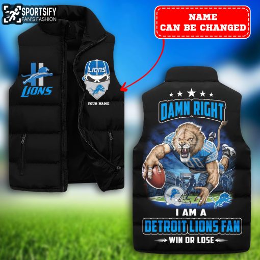 SLJ0214 - Custom Detroit Lions Sleeveless Jacket