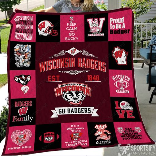 QNB0124 - Wisconsin Badgers Quilt Blanket-Sportsify