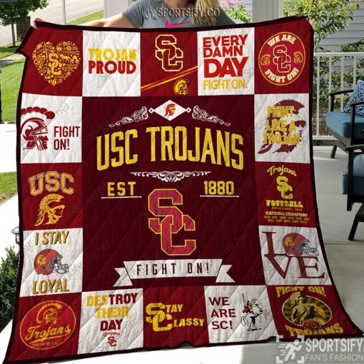 QNB0120 - USC Trojans Quilt Blanket-Sportsify