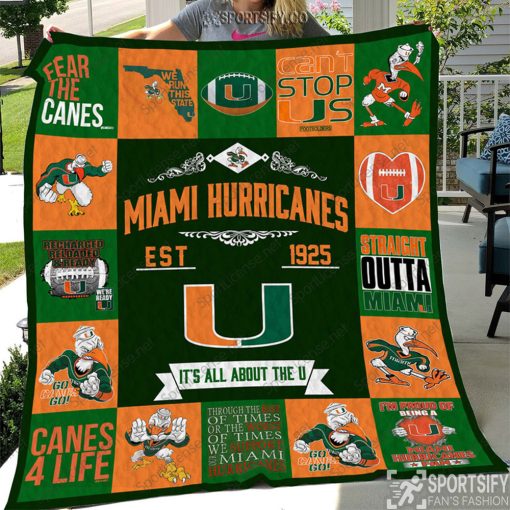 QNB0108 - Miami Hurricanes Quilt Blanket-Sportsify